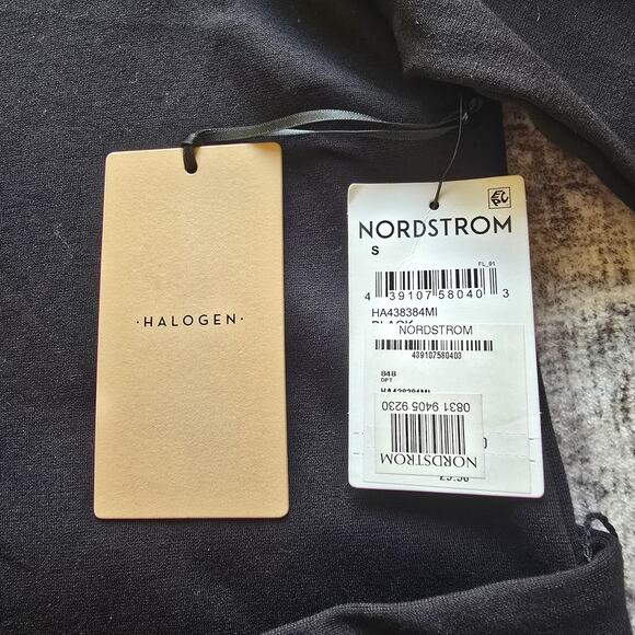 Halogen Shirt Womens Small Black Belted Mock Neck Short Sleeve Top Nordstrom NEW - Picture 5 of 11